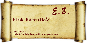 Elek Bereniké névjegykártya